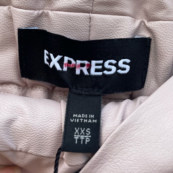Express Skirt Faux Leather High Waisted Pencil Skirt Pink Paper Bag Stretch NWT - Picture 4 of 8